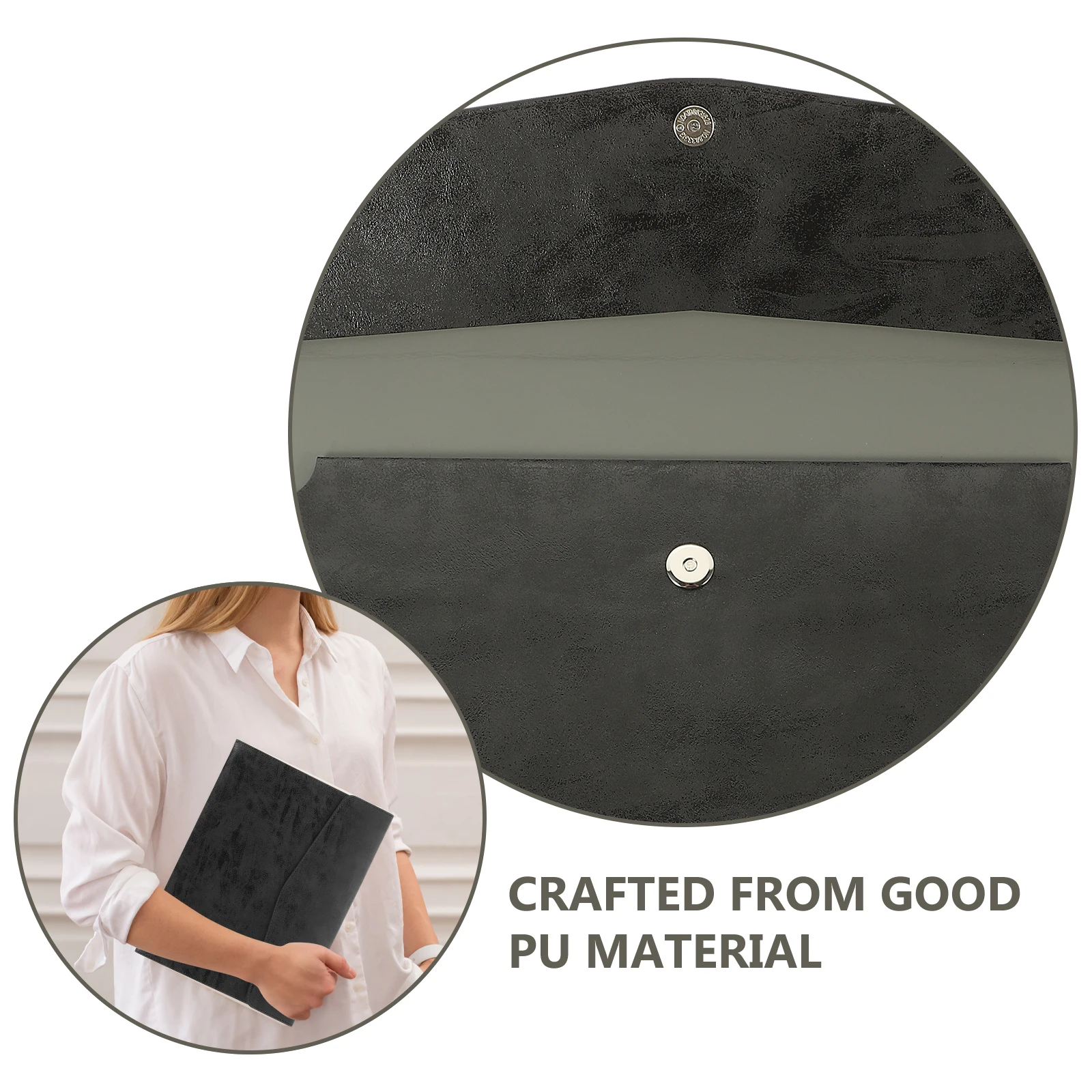 

Pu Document Storage Bag Portable Organizer Business Holder A4 Size Black Accordion Pouch For School Work Travel Storage Folder