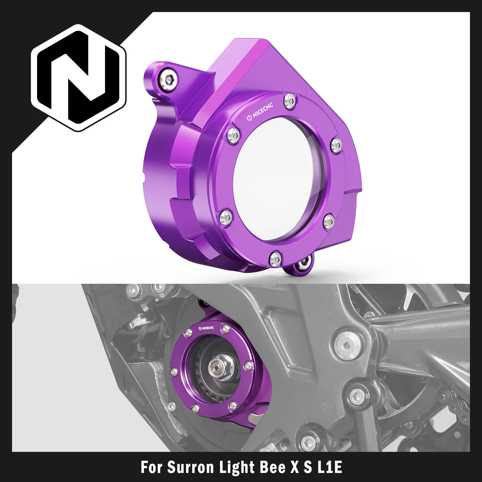 NICECNC For Surron Light Bee X For Sur-Ron Light Bee S L1E For Segway X160 X260 Motocross Transparent Motor Belt Pulley Cover