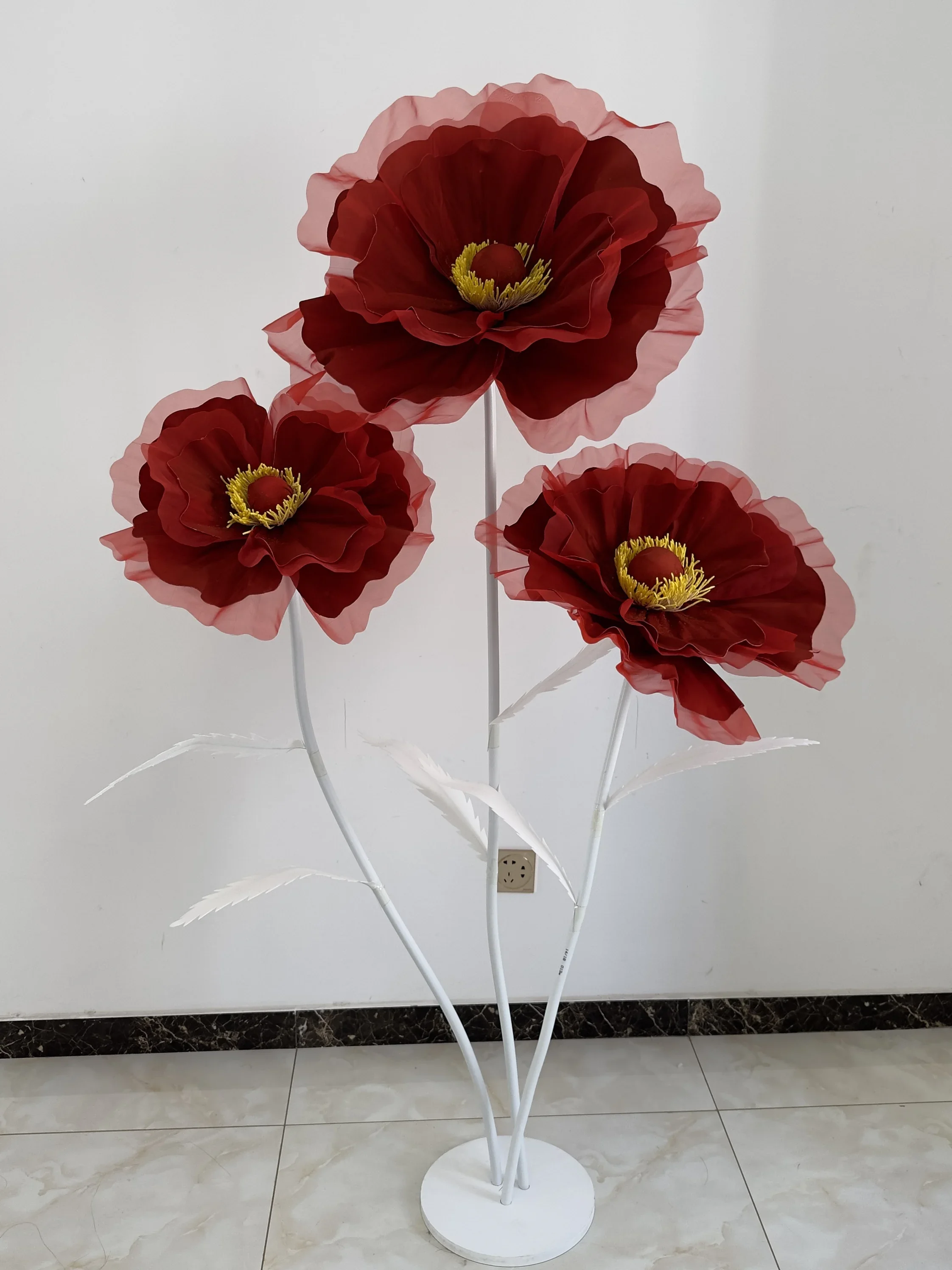 Set of 3 Giant Artificial Foam Poppies Wedding Path Boot Flowers Home Decor Birthday Party Backdrop Decoration Window Layout