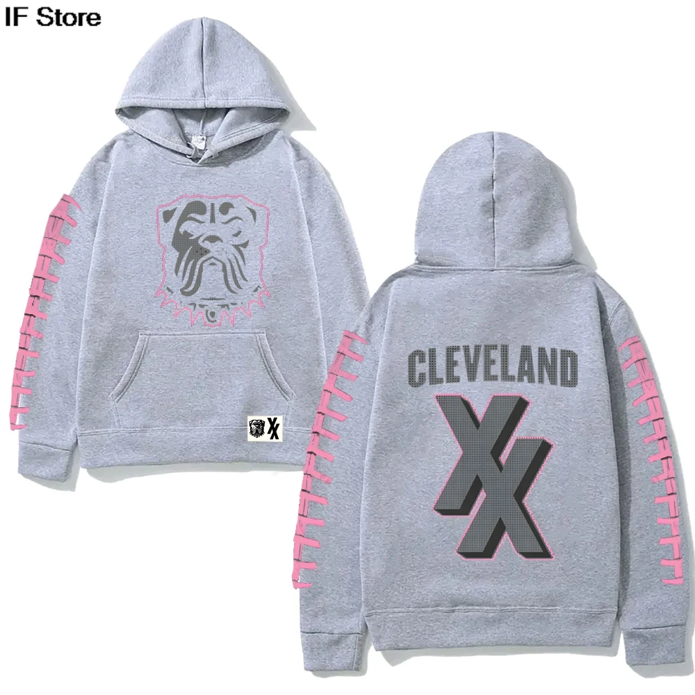 mgk x كليفلاند براون طويلة الأكمام هوديي لخريف/شتاء جديد الجرونج بلوزات فاسق ملابس طويلة الأكمام مقنعين البلوفرات #4