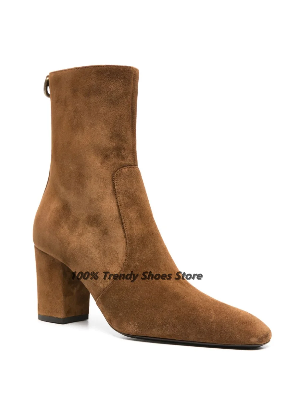 

European and American Suede Low Heeled Short Boots Brown Plus Size Fashion Show New Hot Selling Foreign Trade