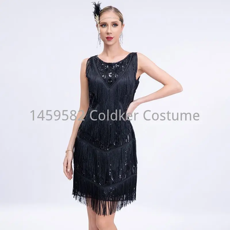 1920s Flapper Retro Sequin Dress Gatsby Dance Tassel Dress Wedding Party Nail Bead Toast Cocktail Dress