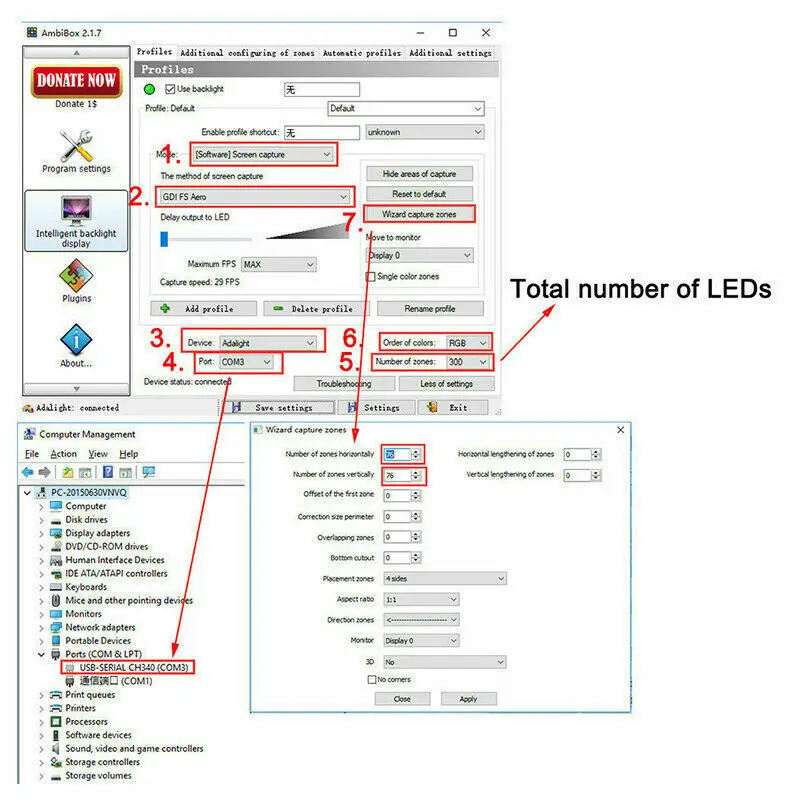 5V DIY Controller TV USB Tape HDTV Computer Monitor Backlight PC Dream Screen Color Light Box for 5050 Addressable LED Strip