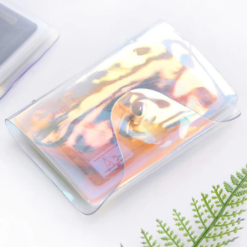 1PC Simplicity New PVC Laser Transparent ID Cash Card Holder Business RFID Blocking Wallet Credit Card Protector Case Pocket