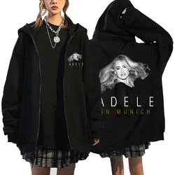 Adele In Munich Tour 2024 후드티 남성용 후드 지퍼 풀오버 스웨터 겨울 스웨트 셔츠