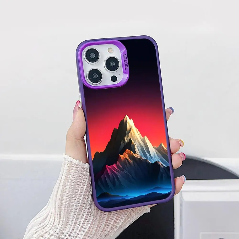 

Чехол для мобильного телефона Snow Mountain Starry для iPhone 17, 16, 15, 14, 13, 12, 11 X XR XS 8 7 Pro Max Plus, полупрозрачный фиолетовый чехол Pretty