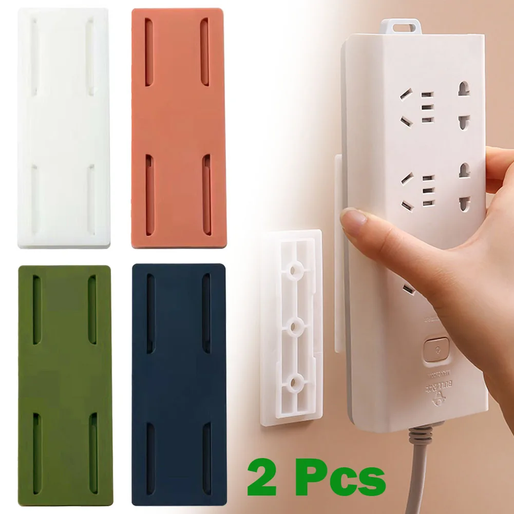 2pcs Self Adhesive Power Strip Holder Plug Extension Organiser Wall-Mount  Socket Holder Fixer Punch-free Plug Socket Holder