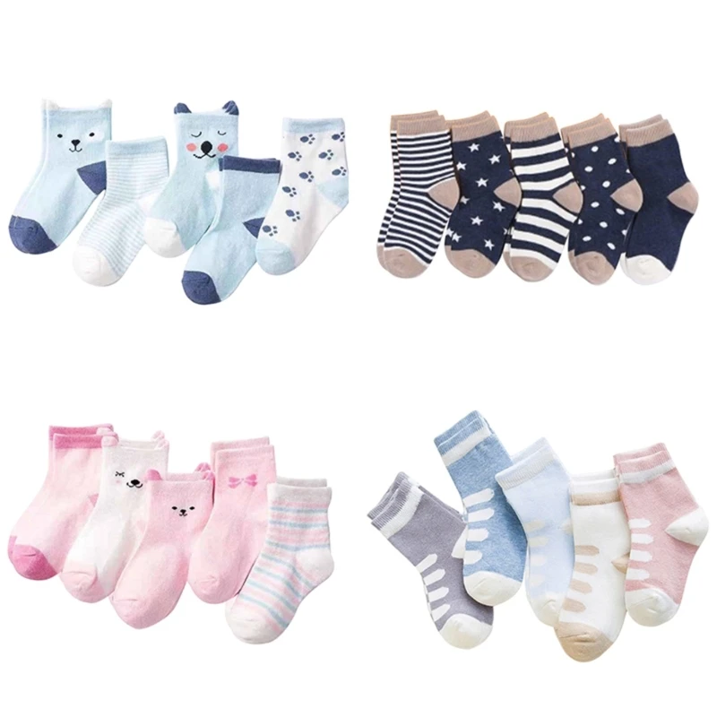 

5 Pairs Ankle Socks Newborn Non-Skip Cozy Socks Comfortable for 0-6Y Children