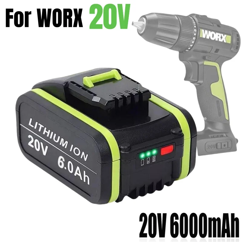 

20V 6.0Ah WORX Lithium-ion Battery WA3551 WA3551.1 WA3553 WA3641 WX373 WX390 Rechargeable Battery Tool