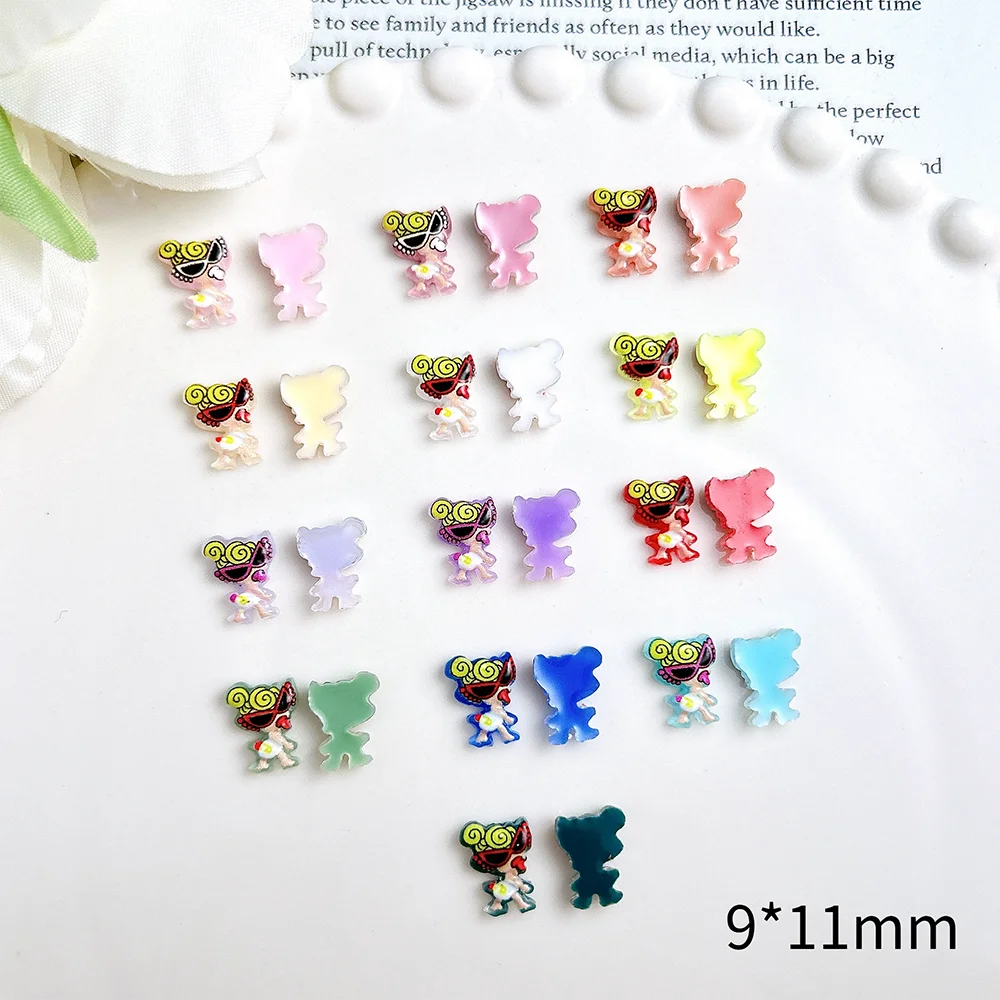20PCS 참신 기발한 젖꼭지 인형 수지 네일 아트 참 3D 만화 컬러 안경 어린이 네일 장식 DIY 머리핀 손톱