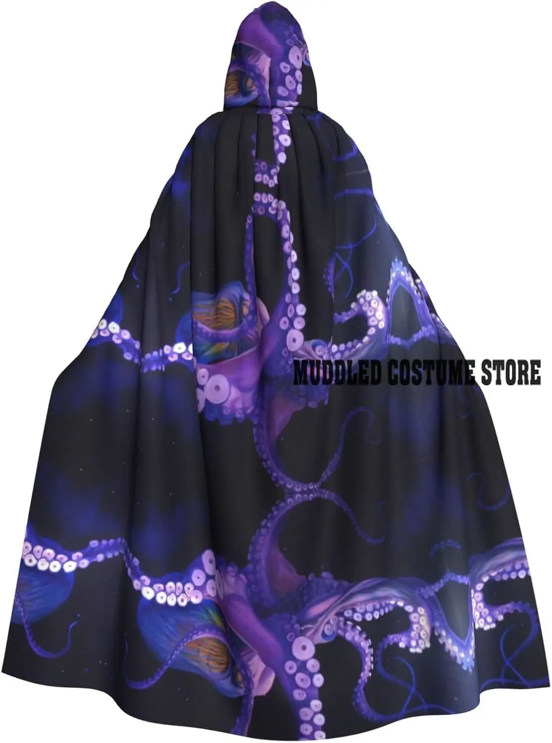 

Purple Octopus Unisex Hooded Cape Halloween Cloak Cosplay Costumes Party Cape With Oversized Hood For Adults