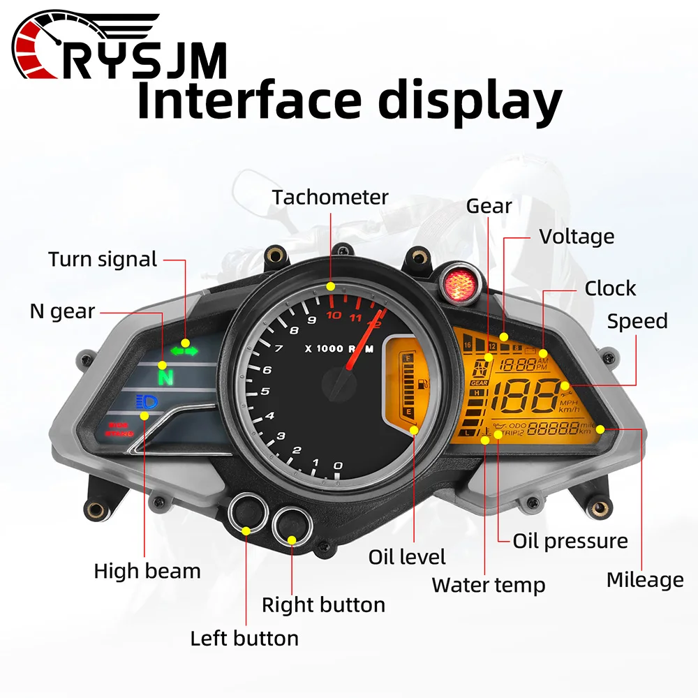 

* Motorcycle Speedometer Tachometer Odometer Instrument Oil Level Meter Gauge For Bajaj pulsar 135 150 160 180 200NS 2015-2018