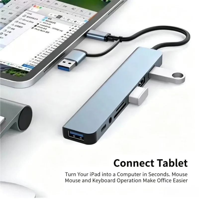 Dual-Head Type-C 8-in-1 Multi-Function Notebook Card Reader Hub Dock for Laptop USB Multiway Converter Adapter - view 5