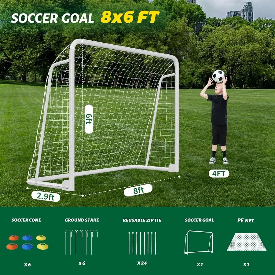 Soccer Goals for Backyard and Indoor Outdoor Practice Durable Metal Soccer Goals in Multiple Sizes 12x6FT 16x7FT 10x6FT 8x6FT 6