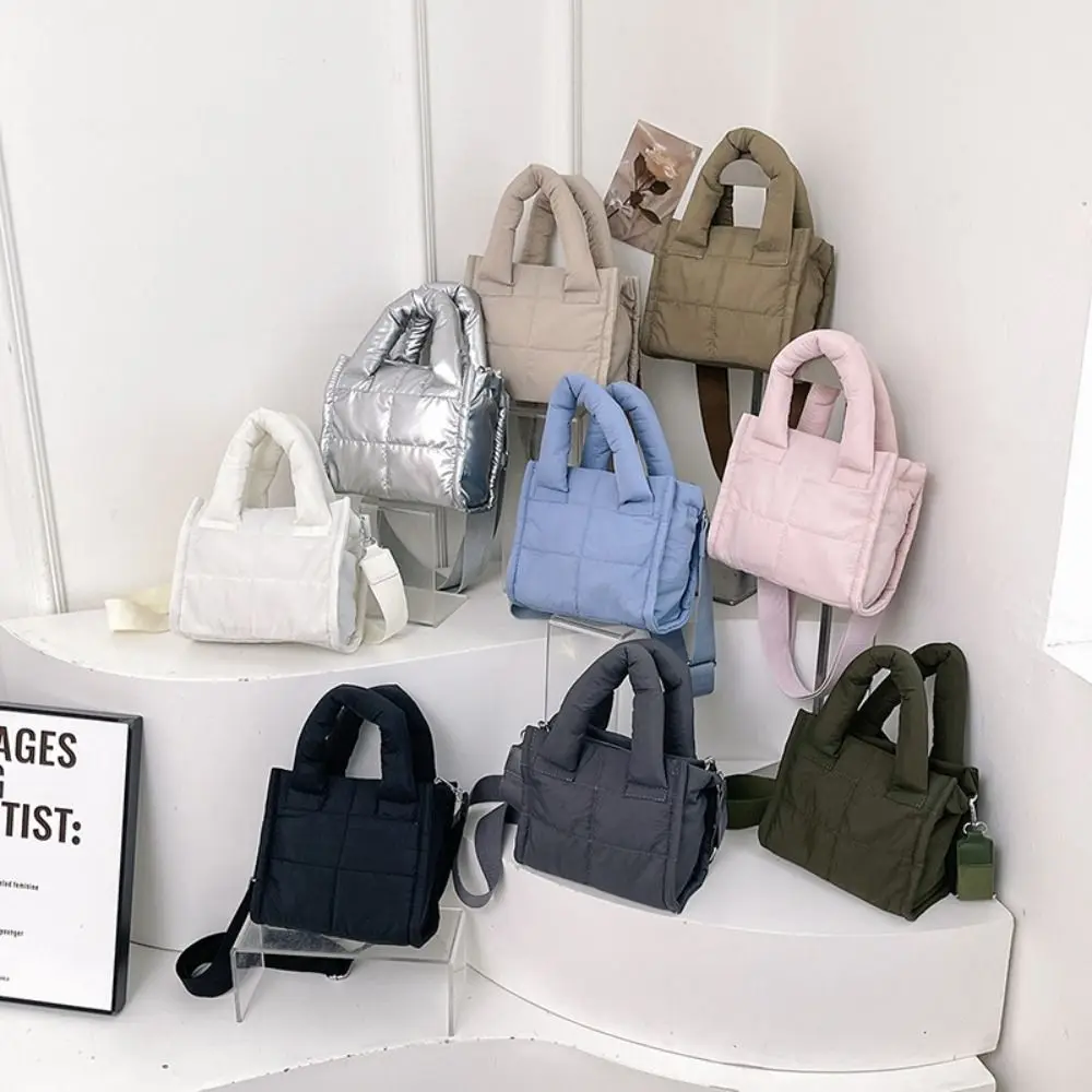 

Korean Style Down Cotton Shoulder Bag Solid Color Lightweight Puffy Crossbody Bag Large Capacity Space Cotton