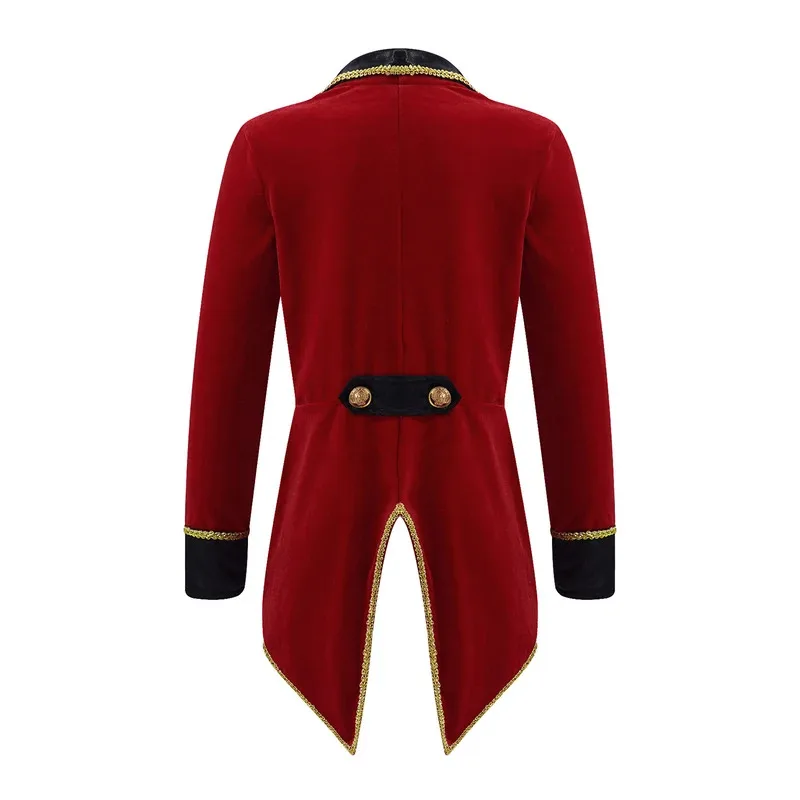 الأطفال هالوين السيرك Ringmaster زي طويل الأكمام شرابة يرتدى تأثيري أداء الحفلات مصاص دماء فستان معطف الفستان #3