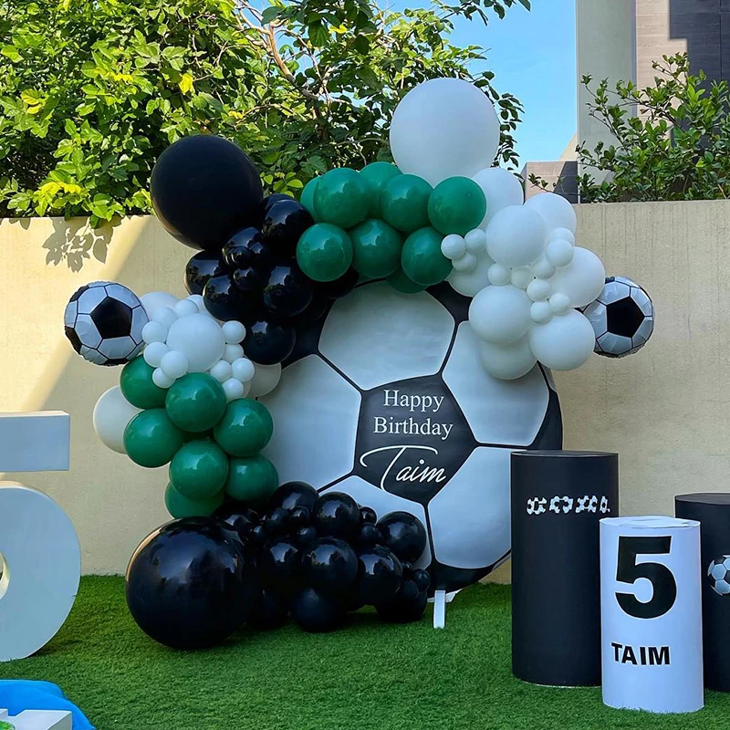 110pcs Football Balloon Garland Kit Green Black White Balloon Boy Theme Party Decoration Baby Shower Birthday Party Decoration