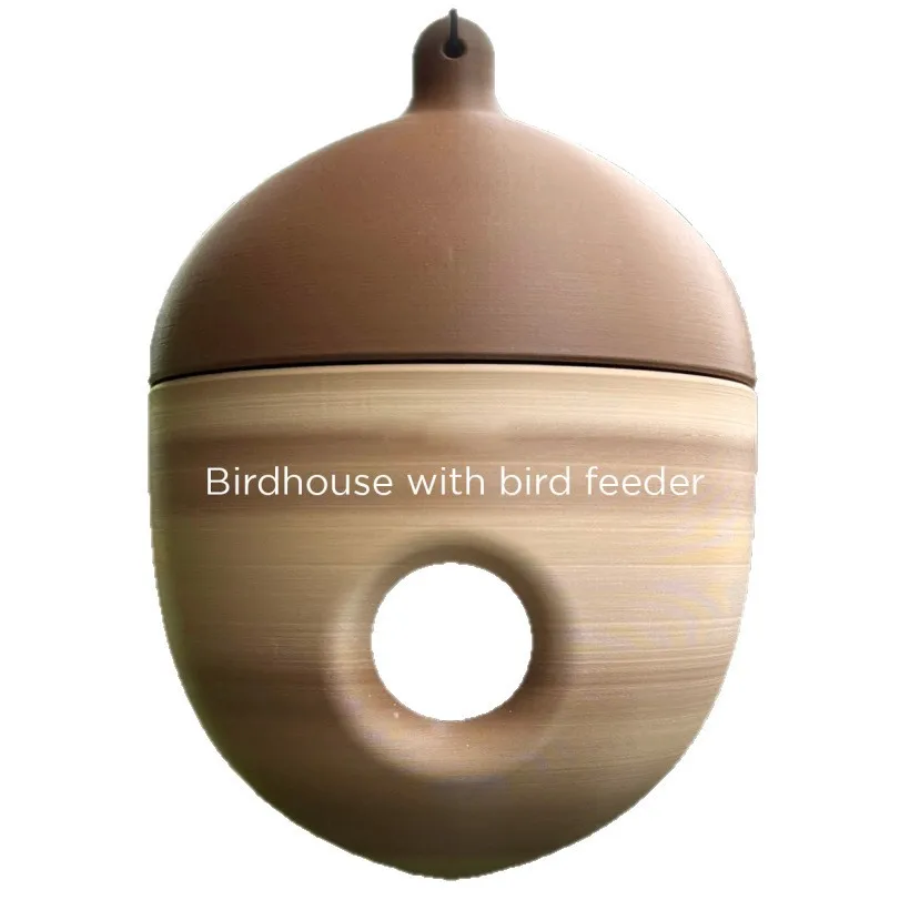 Hazelnut Shape Bird House Magnetic Closure Outdoor Feeder Hanging For Wild Birds Garden Yard Decoration