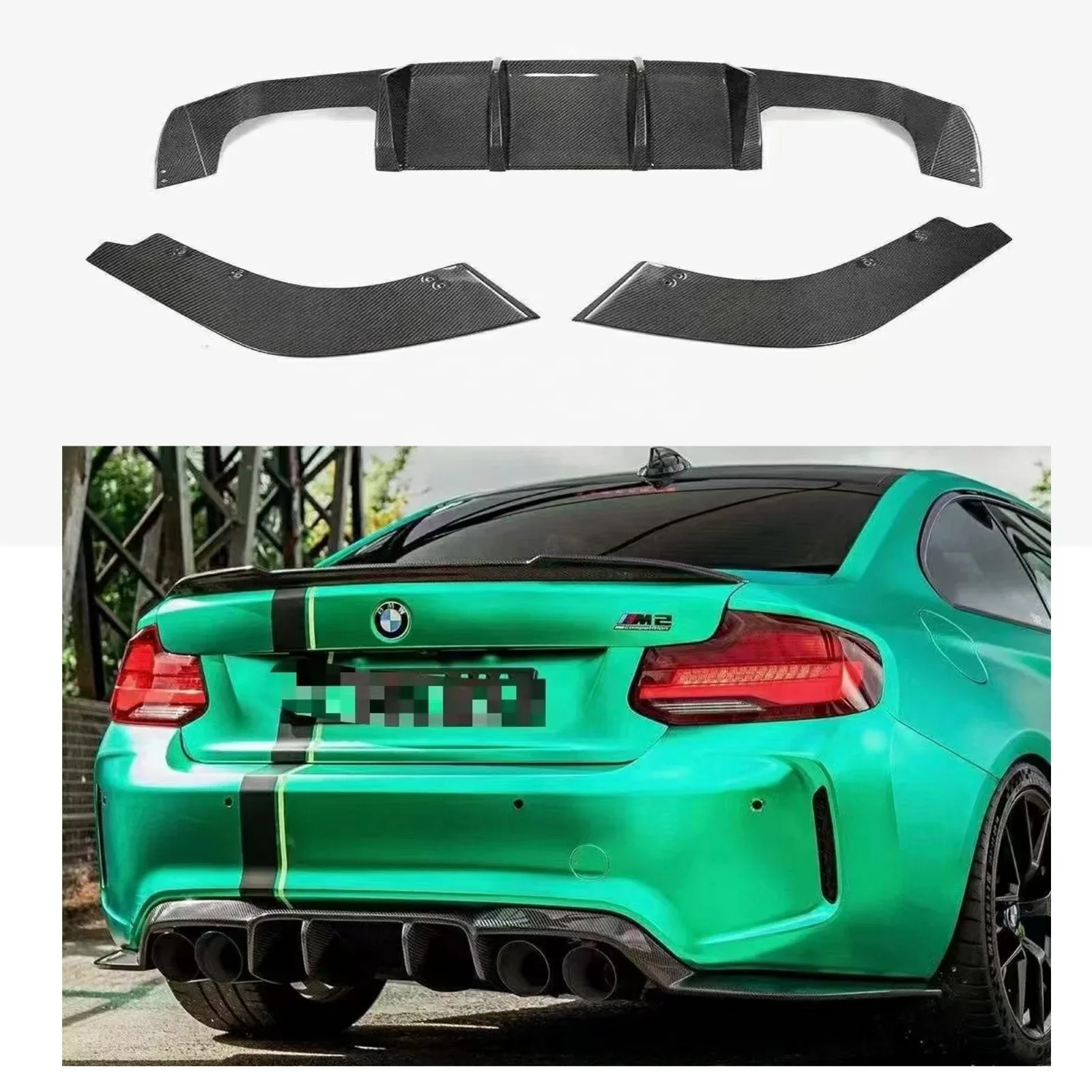 V Style F22 F87 Carbon Fiber Rear Bumper Lip Diffuser For BMW M2 M2C F87 Carbon Fiber Rear Lip Splitters Spoiler Lip 2014-2020