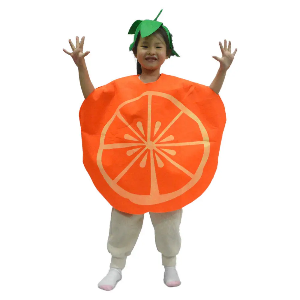 Costume de performance pour la journée des enfants, vêtements de fête de jeu, performance scolaire, fruits, luminaire, non tissé, orange