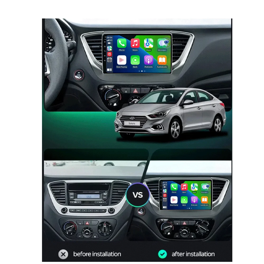 راديو السيارة التلقائي Android 15 WIFI + 4G Carplay لشركة Hyundai Solaris 2 2017-2019 2020 مشغل فيديو الوسائط المتعددة نظام تحديد المواقع والملاحة 360 كاميرا #2