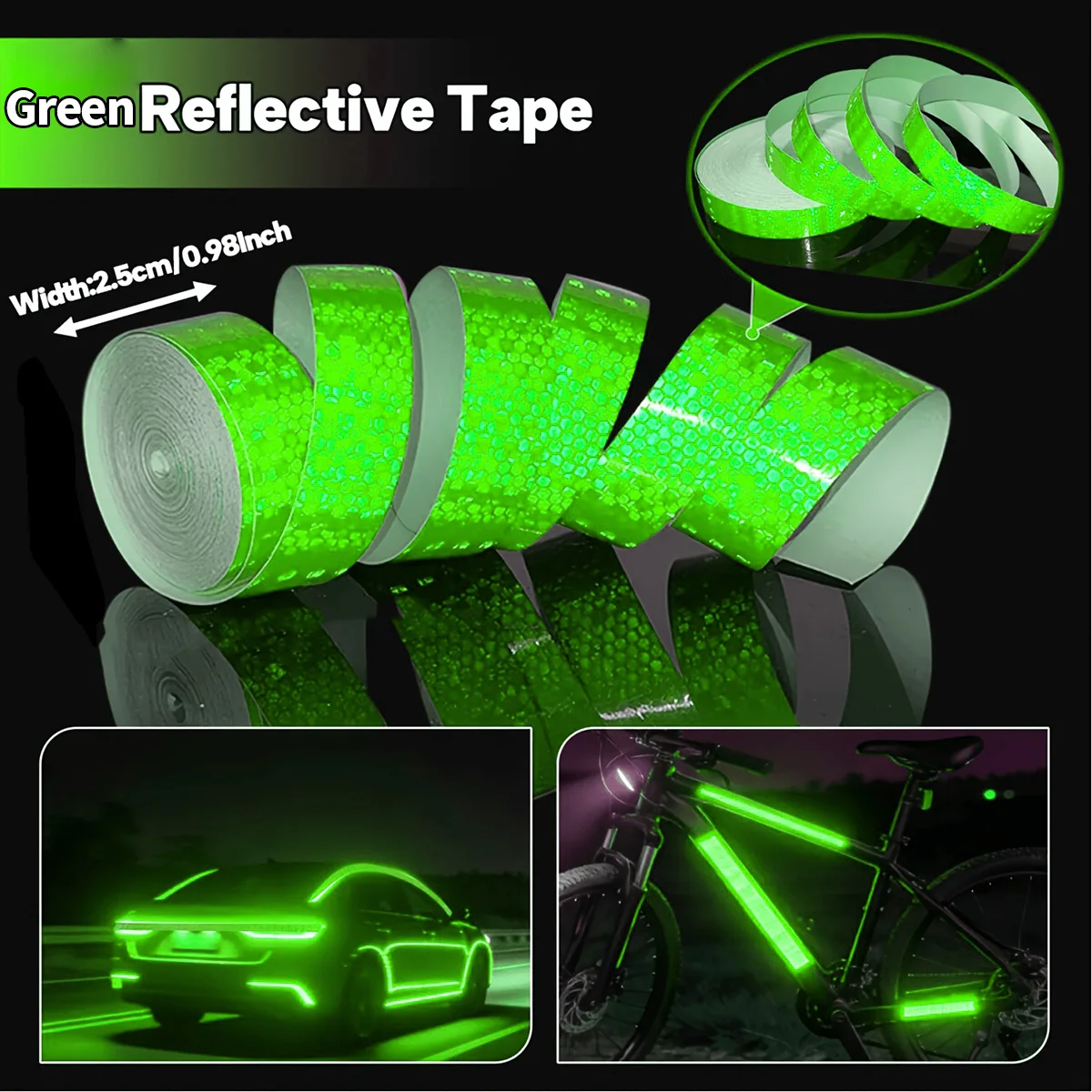 Reflektierende Autoaufkleber, wasserdichte Warnbänder für den Außenbereich, weiß, rot, fluoreszierend, gelb, Reflektoren, Sicherheitsstreifen – Detail 7
