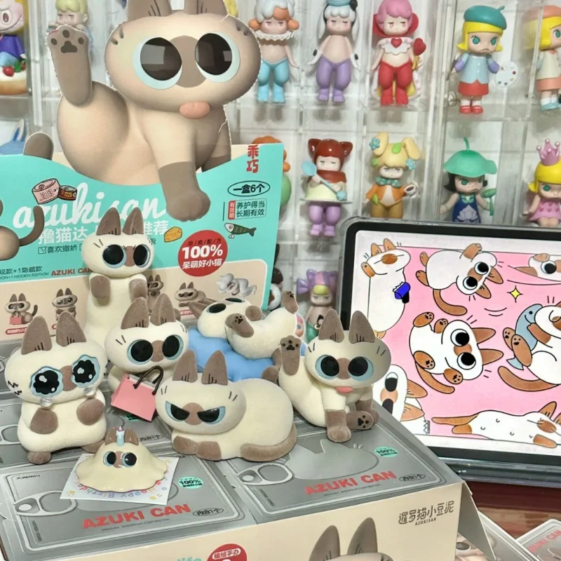 Heißer Verkauf Original Azuki Können Azukisan Täglichen Leben 2nd Serie Blind Box Siamese Katze Überraschung Desktop Ornament Nette Modell Weihnachten Geschenk