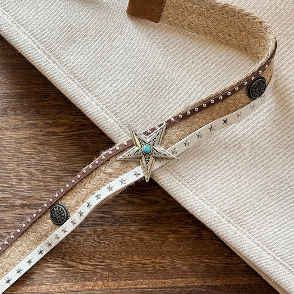 موضة بولي Leather الجلود العرقية نمط حزام الرجعية حزام البوهيمي نمط الخصر سلسلة الدنيم الغربي الكورية نمط نسج حزام المرحلة #1