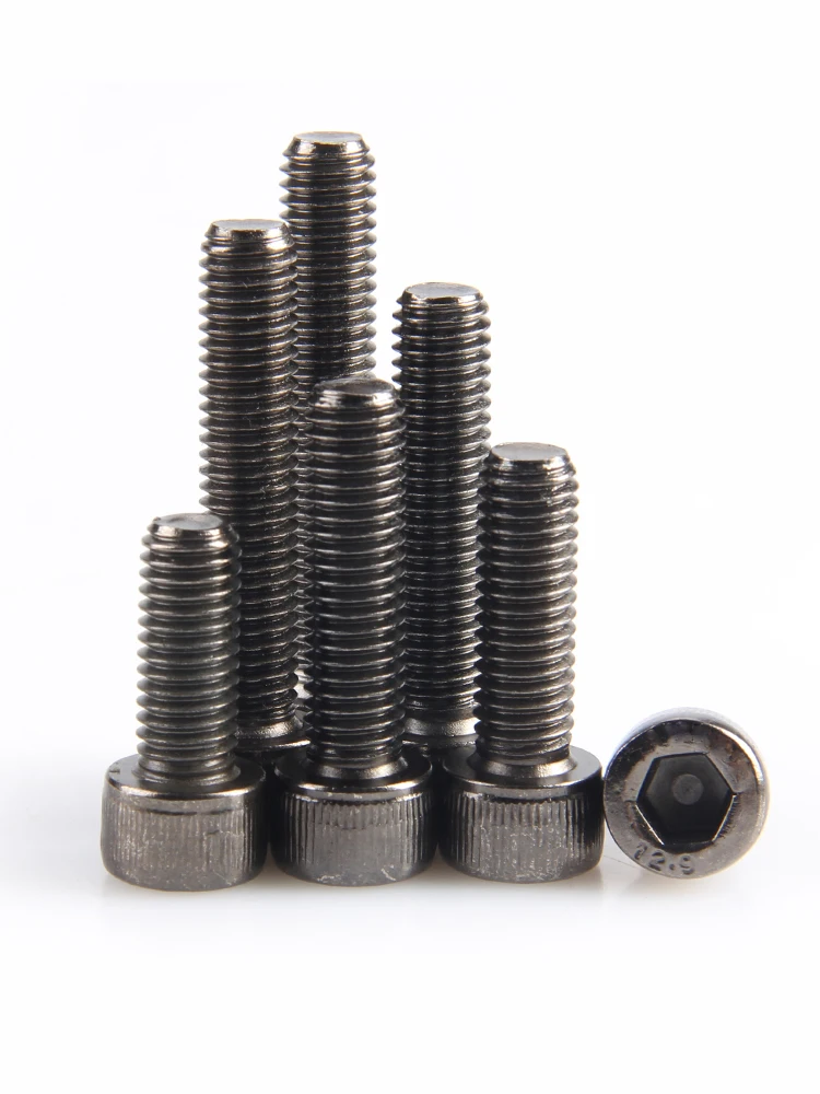5/10 Uds M2 M2.5 M3 M4 M5 M6 DIN912 tornillo de cabeza hueca hexagonal grado 12,9 aleación de acero negro níquel Allen longitud del perno 4 ~ 30mm