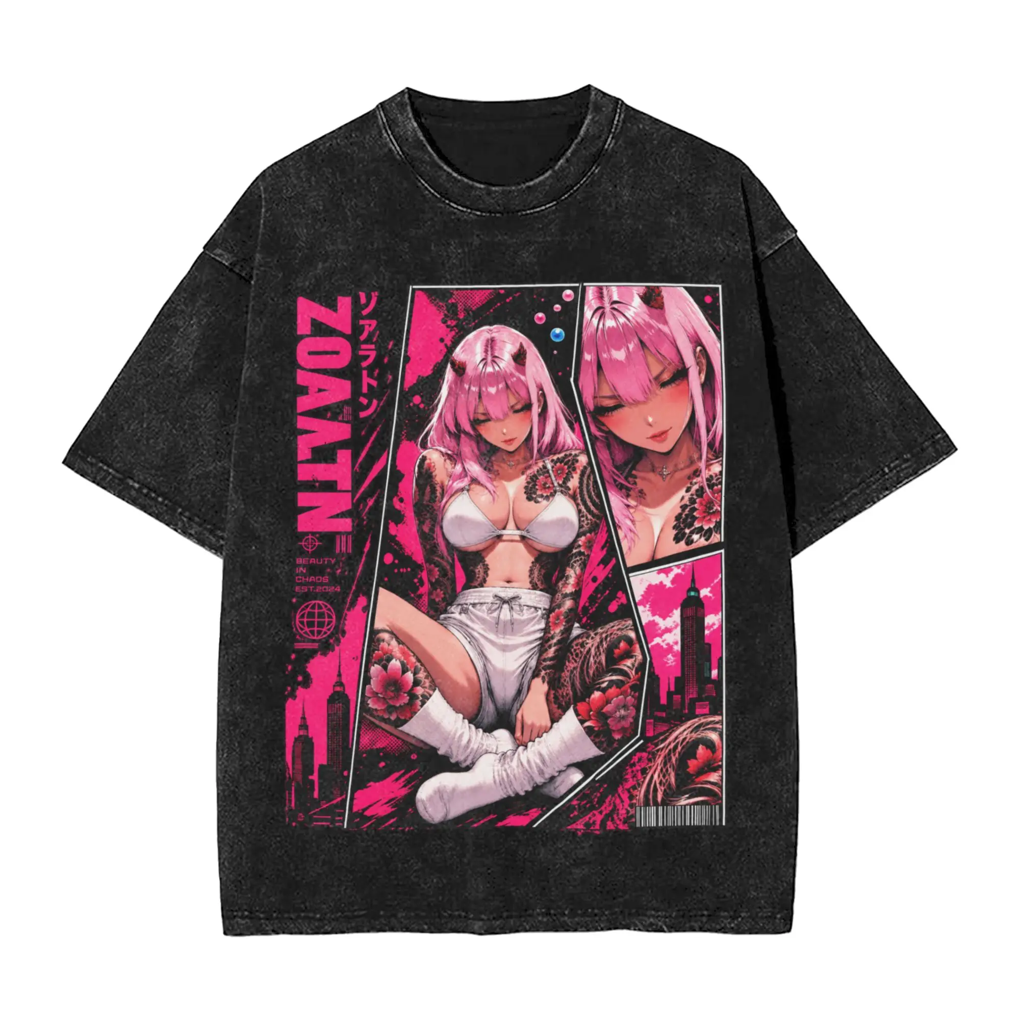 Oversized Washed T Shirt Z-Zeroes Two DarlingING Cotton T Shirts  Trending Tee Shirt for Couple Summer Y2K Basic Casual Tops