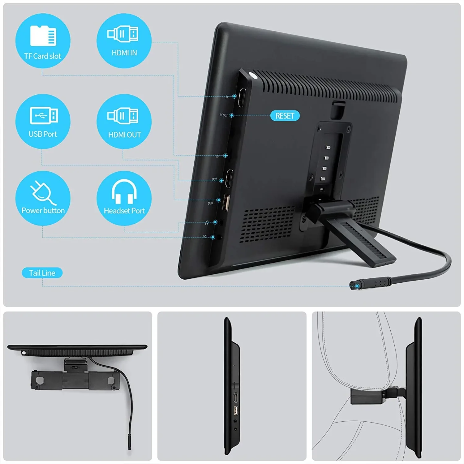 13.3 Inch Car TV Headrest Monitor 1080P Android 14