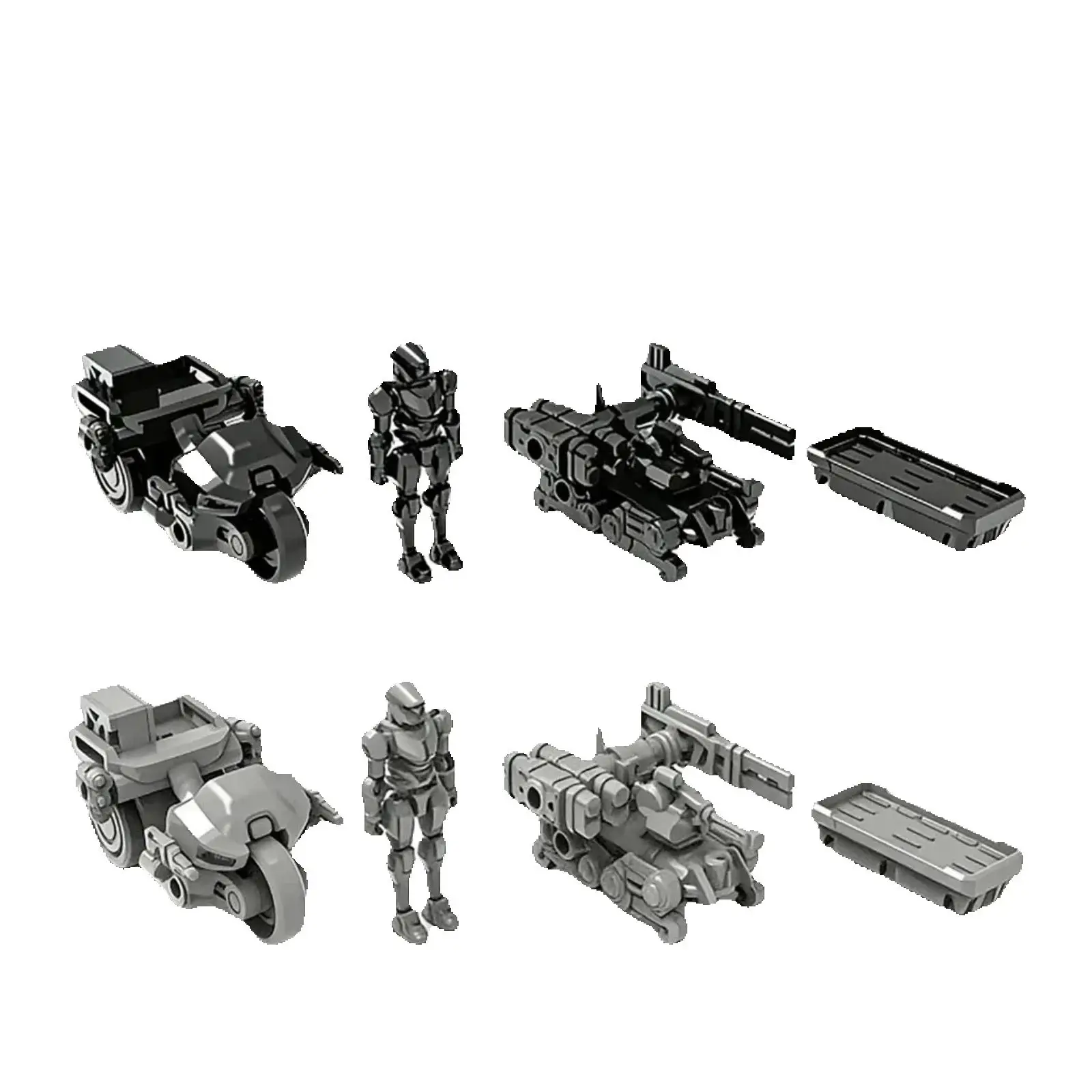 3 Sets/Box 4Pcs/Set Sheik Mainland 3 Min Series 1/60 Reconnaissance Team Assembly Model Kits ABS Material Military Robot Model