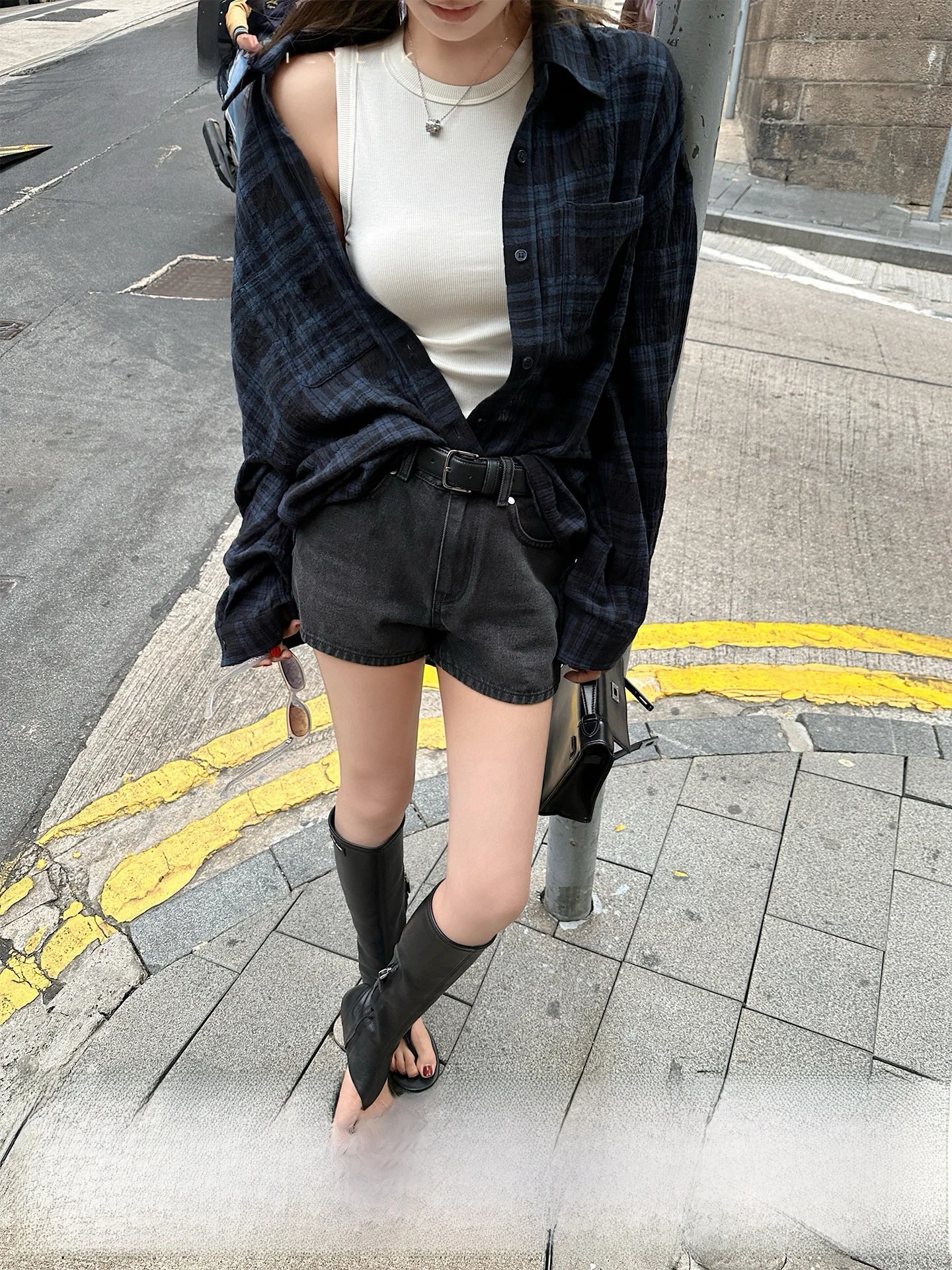 

Lilylikes Summer Blue Washed Jeans Shorts Loose A-Line Slimming Leg Lengthening Casual Cotton Straight Leg Natural Waist
