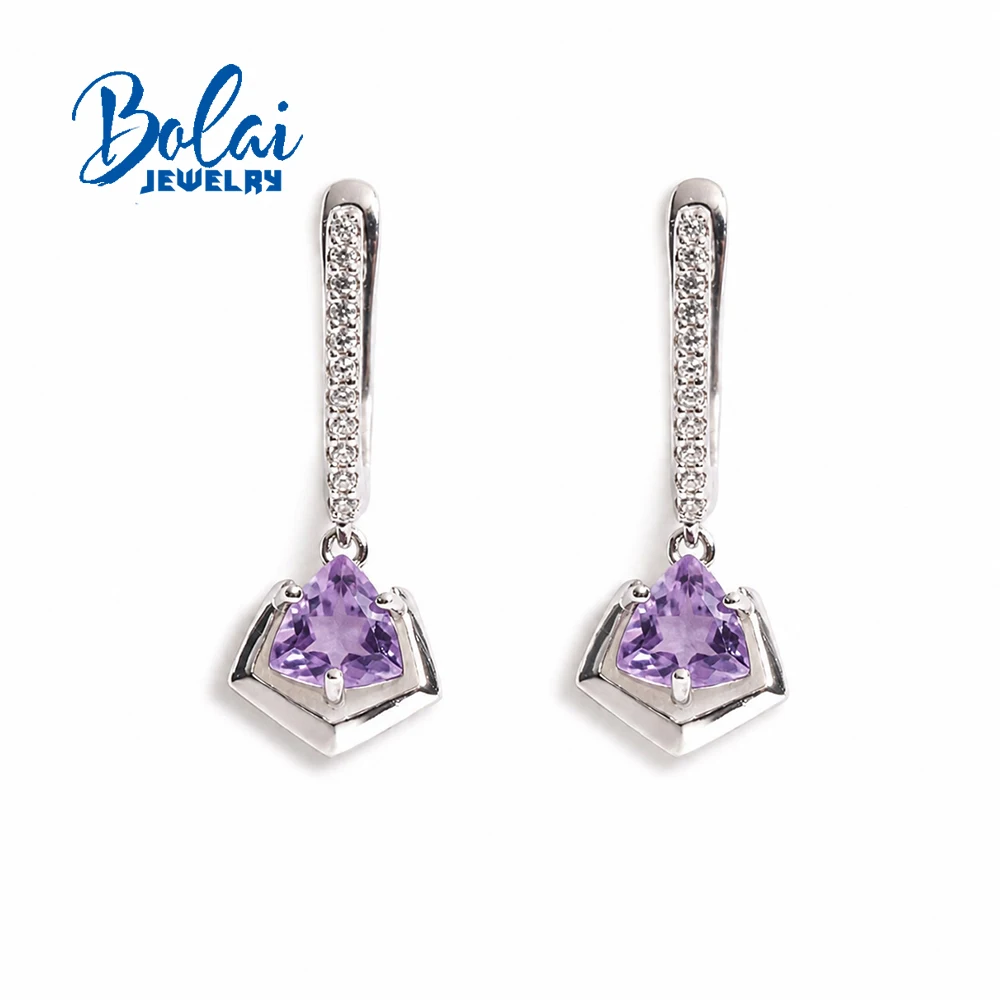 Summer Natural Brazil Amethyst Earrings For Women And Girl Elegant And Noble 925 Sterling Silver Fine Jewelry Gifts