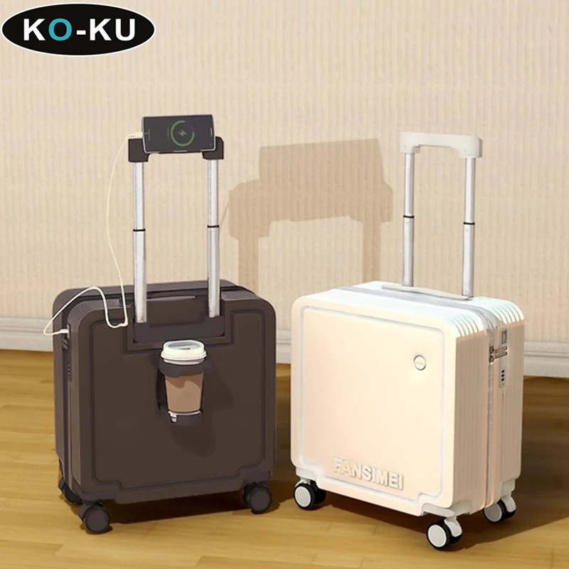 KO-KU18-inch luggage 2024 New Gradient Colour Multifunctional Suitcase 20 Inch Trolley Case Type-C Port Password Boarding Box