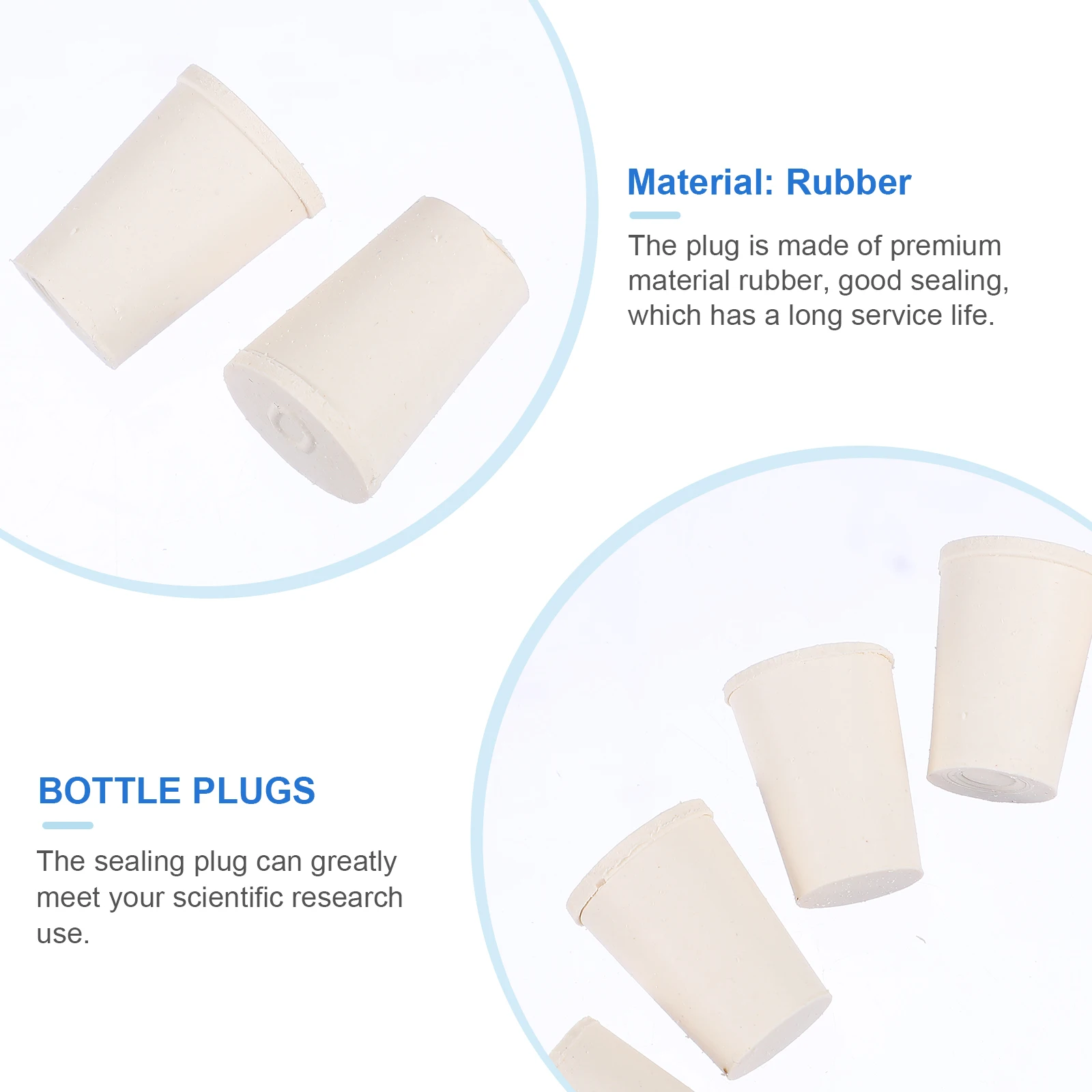 

50 Pcs Rubber Plug Test Tube Sealing for Tubes Bottle Plugs Tapered Flask Solid Vial