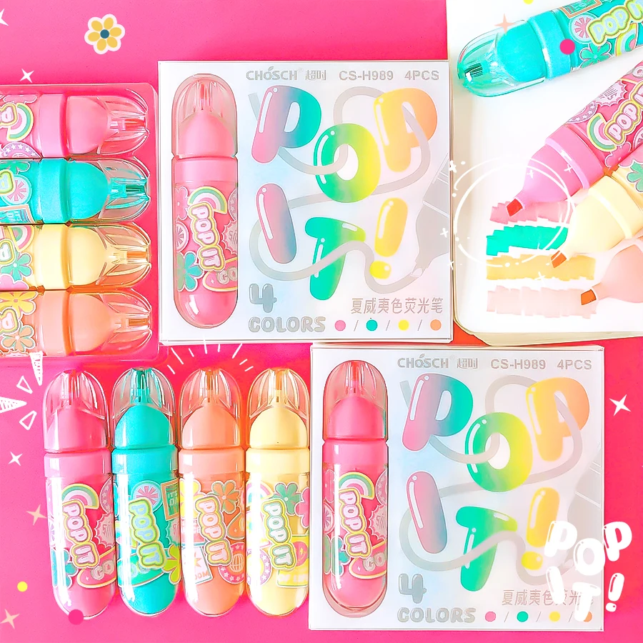 

kawaii stationery back to school supplies cute pens school accessories drawing Highlighters Color markers Aesthetic stationery
