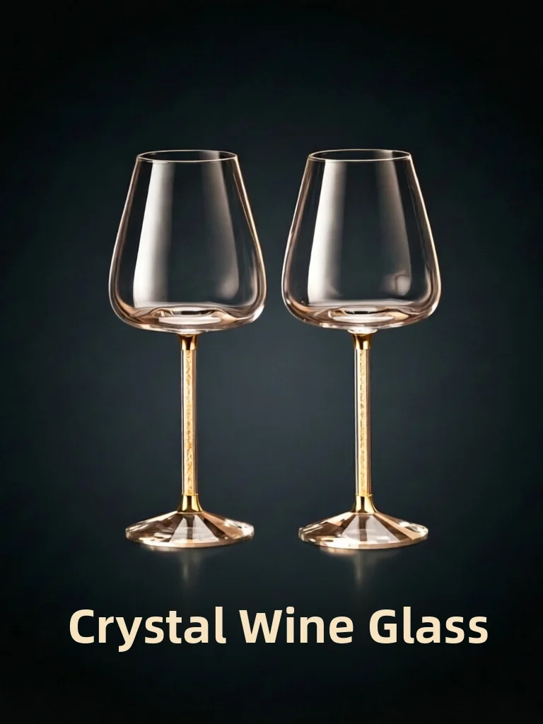 Luxury Crystal Glass Red Wine Glasses Set of Two Burgundy High Foot Wine Cups Elegant Home Barware Perfect Gift
