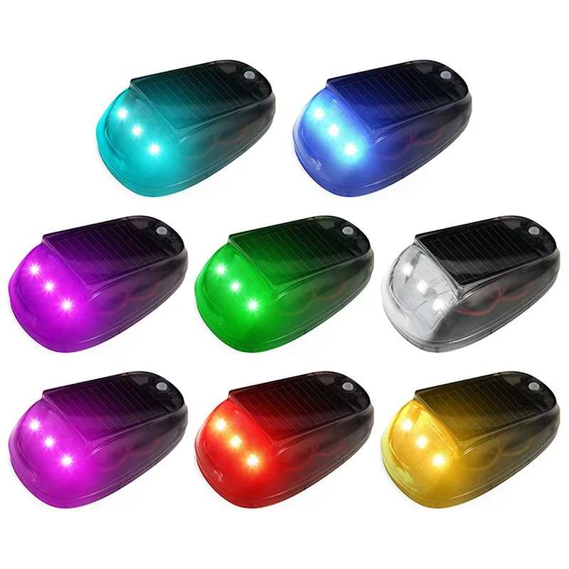 5PCS Solar Powered RGB Strobe Light Car SUV Roof Warning Signal Lamp Cab Lights Wireless Free Flash Car Truck Flashing Light