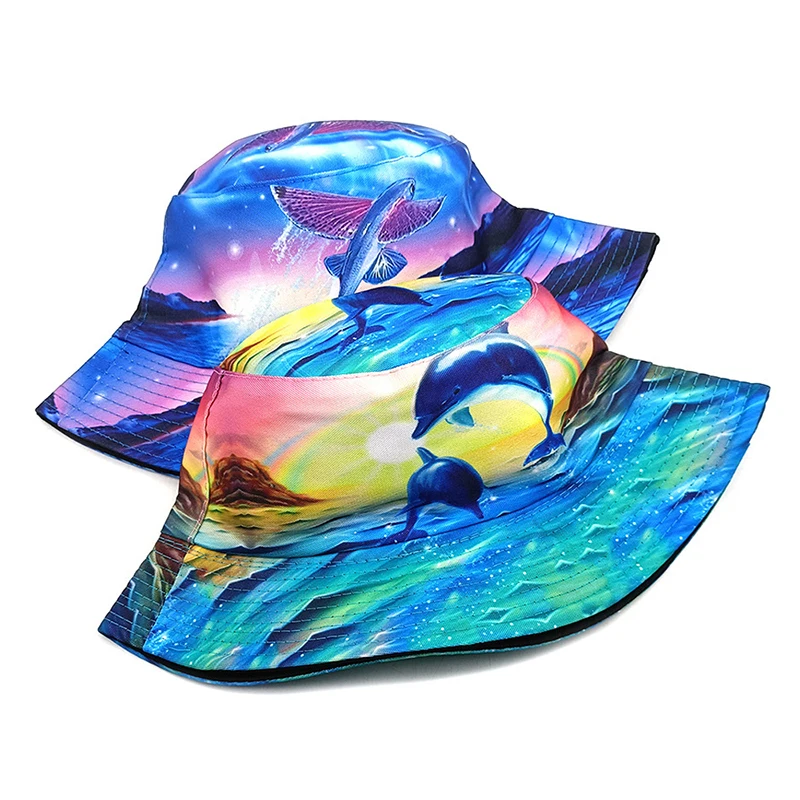 Top Cartoon DolDave Pattern E27 Hat, Flying Fish Printing FishSuffolk Hats, Double Sides, Réversible anderCap, Summer New Style
