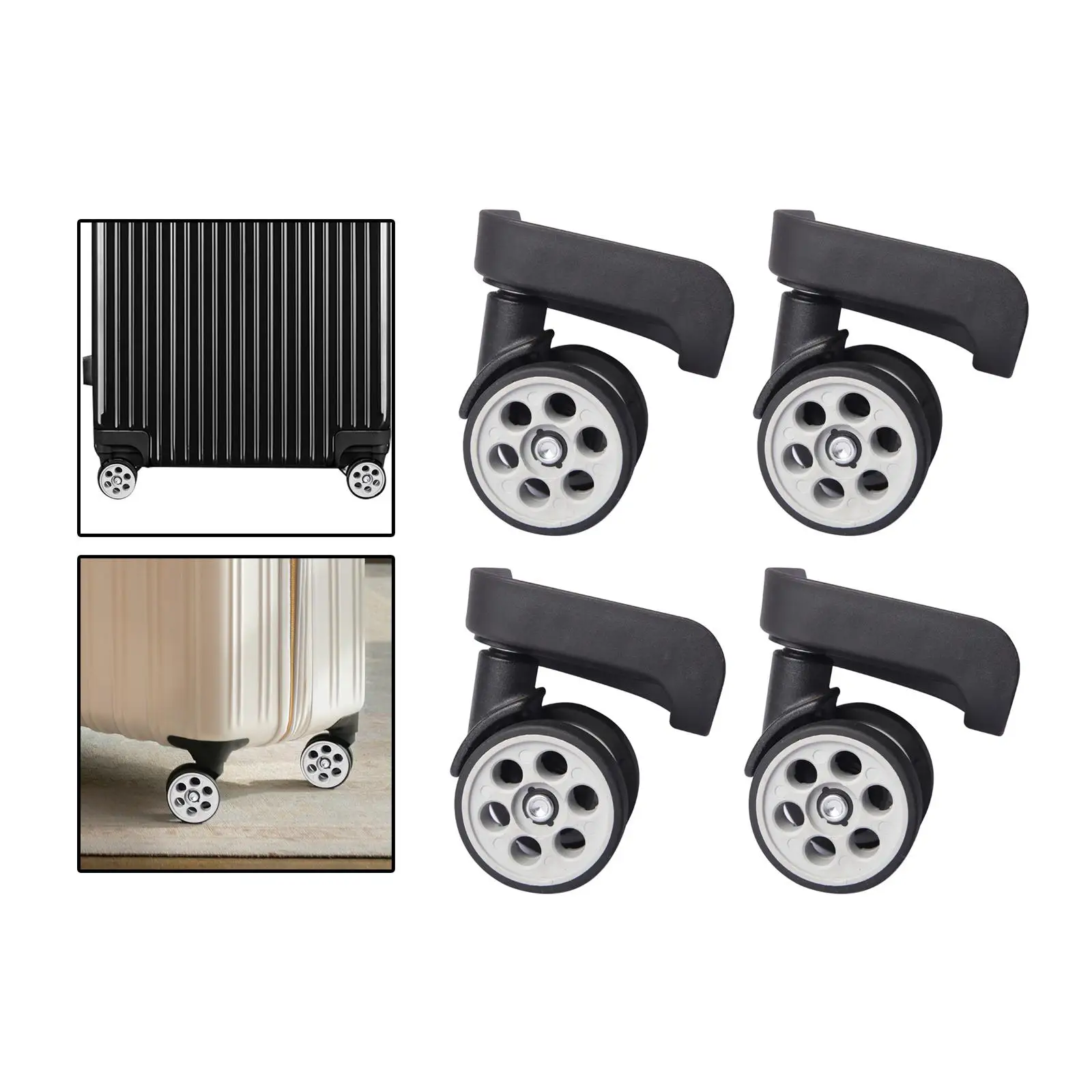 4x Luggage Wheels Mute Wear Resistant Strong Bearing Capacity 360 Degree Rotation Repair Parts Trolley Case Caster Trunk Wheels