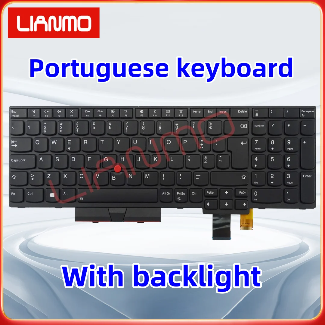مناسبة لينوفو ثينك باد T570 T580 P51S P52S الولايات المتحدة المملكة المتحدة الألمانية الفرنسية البرازيل البرتغال اسبانيا لوحة مفاتيح الكمبيوتر المحمول مع الإضاءة الخلفية
