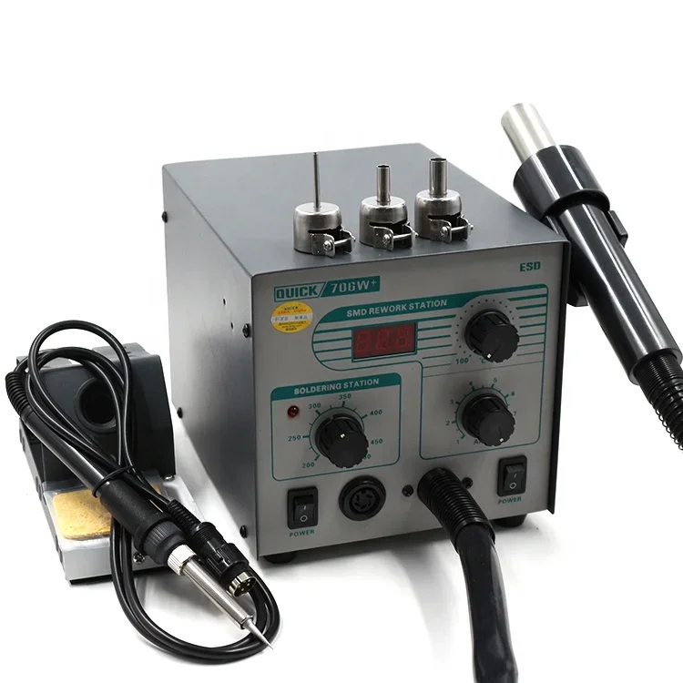 706W+ Digital Display Heat Gun- Anti-Static Constant Temperature Lead-Free Soldering Iron Dual Function  Station