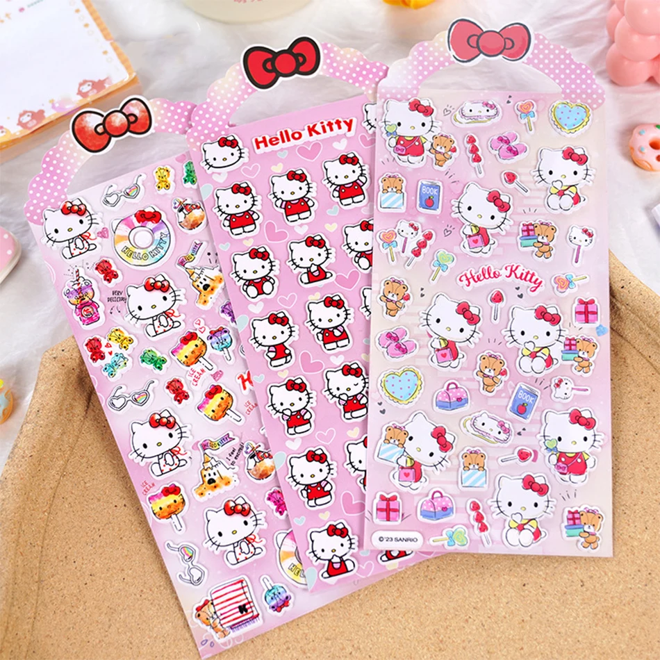 1/4Pcs Kawaii Sanrio Kitty 3d Bubble Stickers Sakura Creative Girl'S Diy Phone Case Camera Decoration Children'S Reward Toy