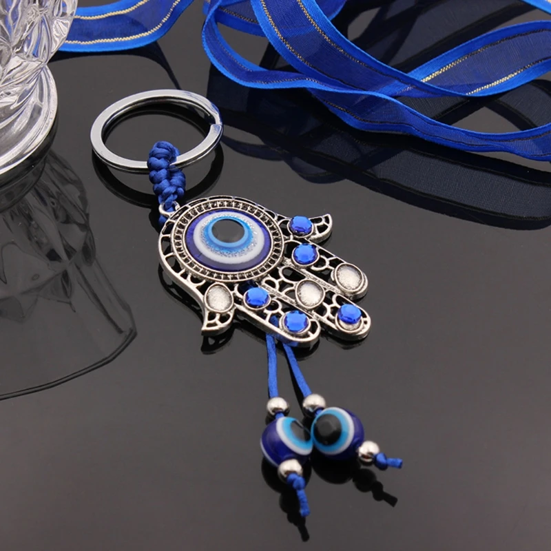 Turkish Blue Eye Amulets Wall for Protection Hanging Lucky Pendant Hamsa Hand Keychain Car Home Garden Decorations