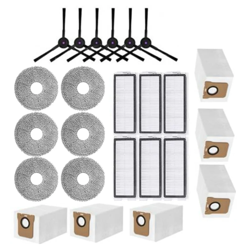 B25B Side Brush Hepa Filter Mop Cloth Dust Bag 24PCS For JONR P20 PRO/T5 Pro Robot Vacuum Cleaner Replacement Parts