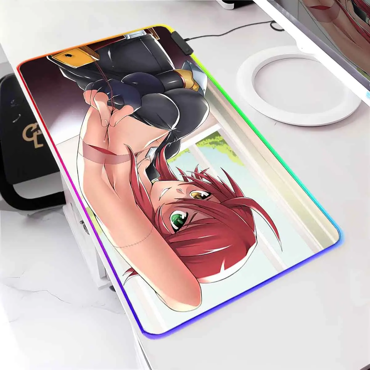 

Anime M_Monster Musume RGB Backlit Mouse Pad Zombina Mouse Mat LED Large Mouse Pad Non-Slip Keyboard Mat Gamer Accessories