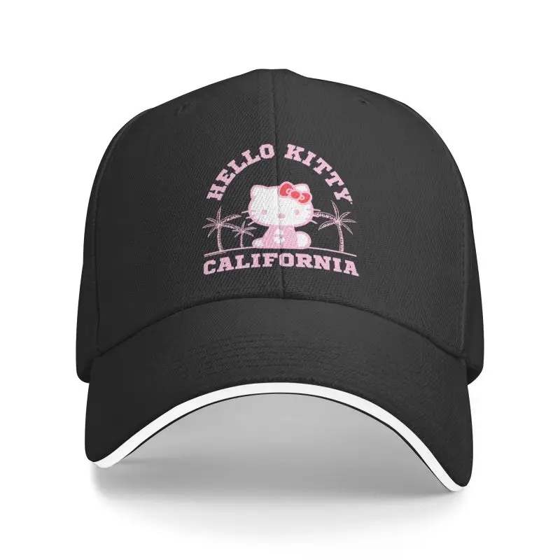 Fashion Unisex Hello Kitty California Palm Trees Baseball Cap Adult Adjustable Dad Hat Men Women Outdoor