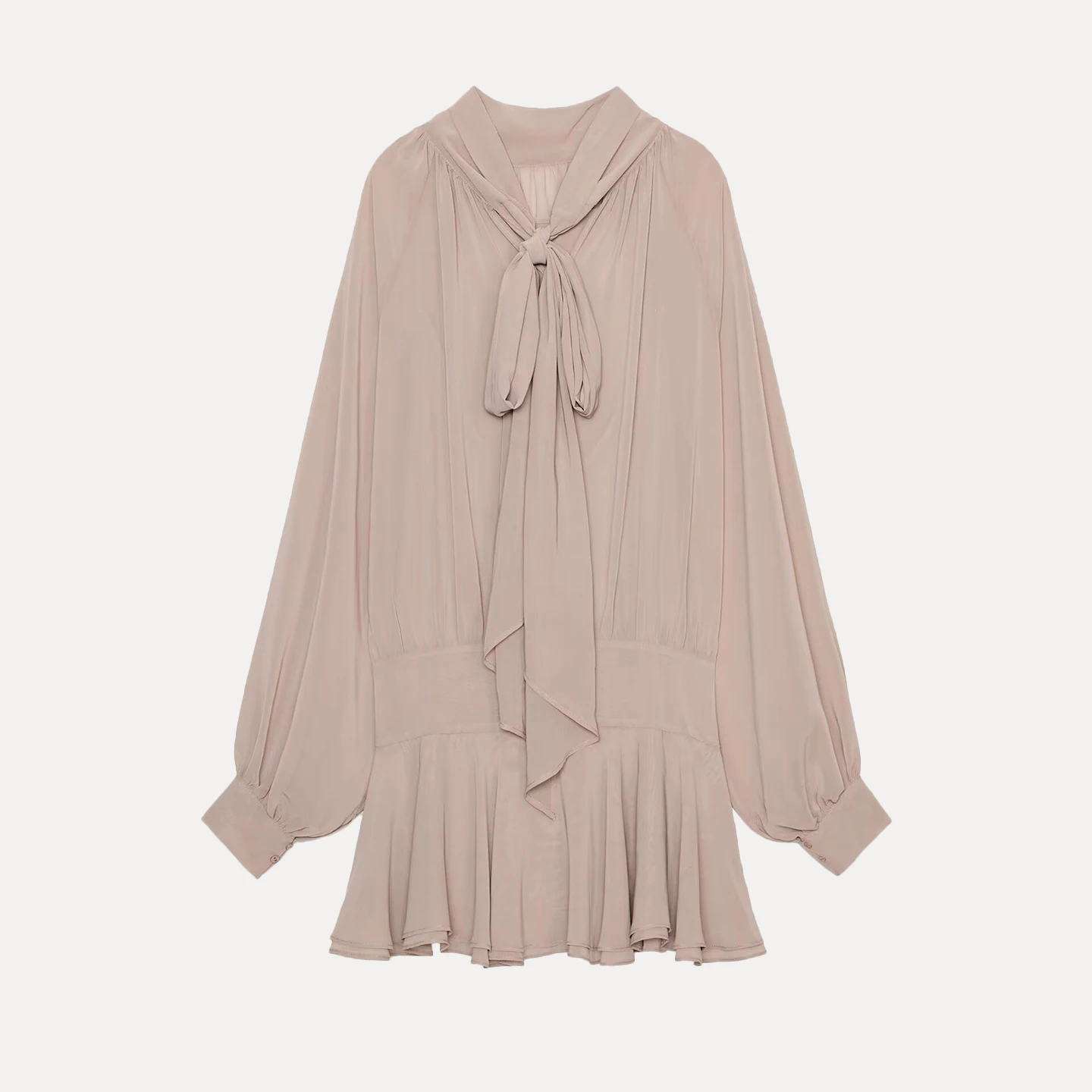 Z 2025 Nuevo Vestido Corto de Moda con Decoración de Lazo de Mariposa, E Vestido Largo Ajustado de Manga Larga pa...