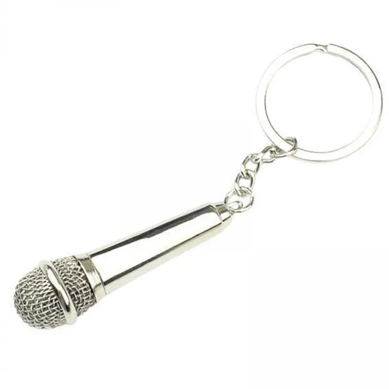 

50pcs Novelty Metal Microphone Keychains New Design Microphone Keyrings Can Hide a Love Note